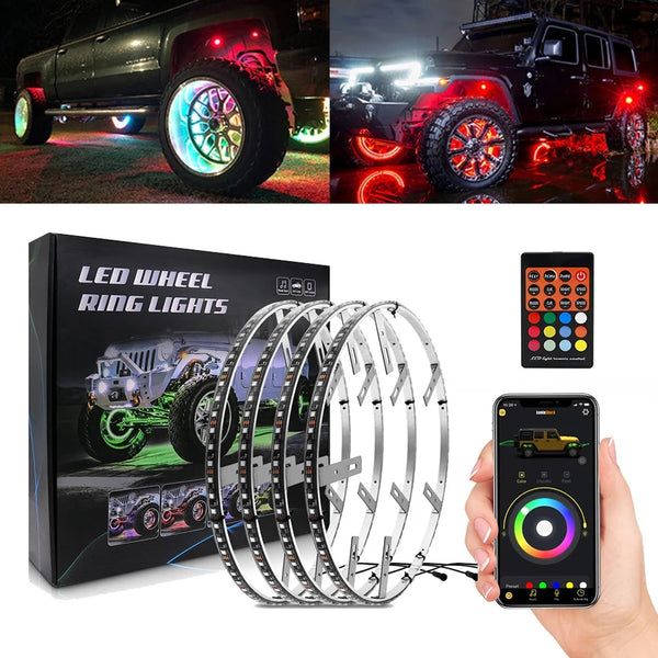 Car Rim Solar Light Solar Tire Lights Solar Powered Tire Lights - Colorful LED Wheel Lights ...